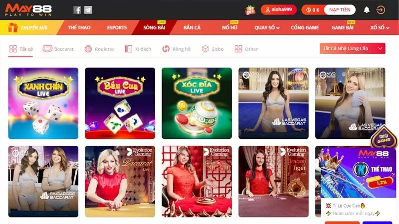 Nhà cái May88 được các cược thủ ưa thích